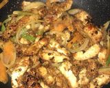 A picture of step 7 of Turkey Chilli strips and roasted potatoes.