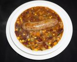 A picture of step 5 of Red kidney bean soup with vegetables and homemade italian sausages.