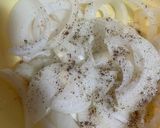 A picture of step 4 of Green bean casserole with homemade fried onions.