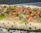 A picture of step 5 of Turkish veggi pide with egg.