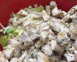 A picture of step 3 of Grilled Chicken Bacon Ranch salad pizza.