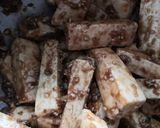 A picture of step 1 of Paneer fingers with peanut sauce.
