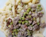 Zöldborsós tokány szarvacska tésztával recept fázis 5 fotója