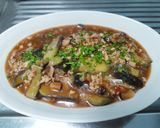 A picture of step 7 of Mapo Nasu (Stir-Fried Eggplant with Sichuan Chili Sauce).