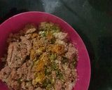 A picture of step 1 of Sizziling sriracha beef kabab.