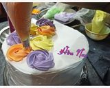 A picture of step 9 of Coloured Rosettes cake.