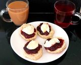 A picture of step 4 of My Afternoon Tea open Scones with Cherry Jam and Clotted Cream.