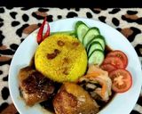 Hình bước làm 9 của món Cơm mỡ gà nấu nghệ ft. Gà xào nuớc tương by Kat