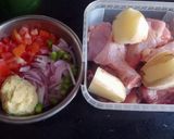 A picture of step 1 of Chicken Kosha 🍗.