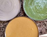 A picture of step 3 of Tricolor rawa dhokla.