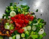 A picture of step 2 of Spring onion, Methi and Alu sabzi.