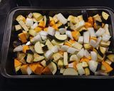 Foto del paso 3 de la receta Asado meloso de calabaza, berenjena y calabacín con garbanzos crujientes