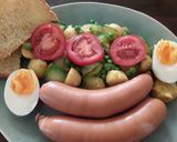 A picture of step 2 of Sig's Potato, Cucumber and Pea Salad.