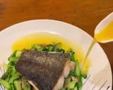 A picture of step 5 of Ragout of sautéed turbot with Serrano ham, spring vegetable and pea shoots.