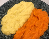 Foto del paso 6 de la receta: Parmentier de patata y batata, champiñones y huevo poche con aceite de trufa