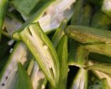 A picture of step 2 of Achari Bhindi.