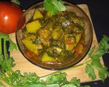 A picture of step 6 of Spinach Brinjal Potato Sabji.