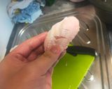 A picture of step 1 of Szechwan cola chicken.