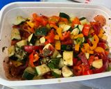 Une image de l'étape 20 de Poulet mariné grillé aux poivrons et courgette.