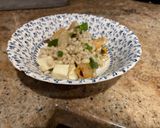 A picture of step 5 of Farro Salad with Roasted Pears, Haloumi Cheese and Pistachios.