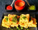 A picture of step 5 of Green Chutney Sandwich Dhokla - Protein Packed Steamed Breakfast - Party Snacks.