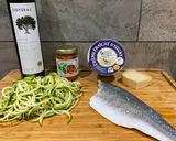 A picture of step 1 of Courgetti Branzino - seabass with zoodles.