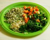A picture of step 1 of A healthy breakfast-Fermented Farro with curd, sprouts, and veggies.