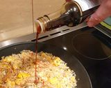A picture of step 6 of Egg fried rice... and some chicken.
