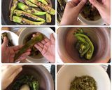 A picture of step 1 of Chiang Mai Food /Northern Thai Food "Nam Prik Noom" or Thai Green Chili Dipping.