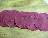 A picture of step 4 of Beetroot Rose Mathri.