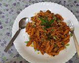 A picture of step 15 of Red sauce vegetables Italian pasta.