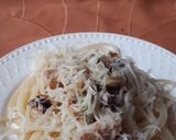 Tejszínes-zöldséges-csirkés spagetti recept fázis 5 fotója