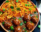 शेजवान नूडल्स विथ मंचूरियन (Schezwan noodles with manchurian recipe in Hindi) रेसिपी चरण 11 फोटो