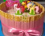 Foto langkah ke 7 dari resep Pocky B'day cake (base cake rainbow cake).