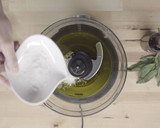 A picture of step 1 of Basil vinaigrette.
