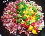 A picture of step 2 of Shakshuka with Eggs and Cheese.