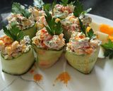 صورة لخطوة 4 من وصفة شرحات الخيار مع الجبنة 😋