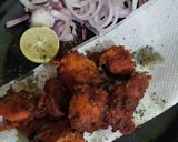 A picture of step 4 of Chicken 65.