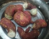 शक्करकंद आलू की चाट विथ खीरा की डिप रेसिपी चरण 2 फोटो