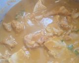 A picture of step 3 of String hoppers with chicken curry.