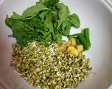 A picture of step 1 of Sprouts tikki dahi chaat.