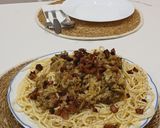 Foto del paso 5 de la receta: Spaghetti con Berenjena asada, Guanciale Tostato y sus jugos