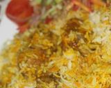 A picture of step 6 of Sindhi baryani + kuchumar salad + shami kabab.