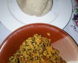 A picture of step 3 of Egusi soup with White Garri (Eba).