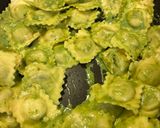 A picture of step 2 of Ricotta and Herb Ravioli with Basil Pesto and Cream Cheese.