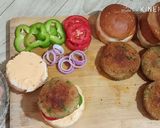 A picture of step 8 of Crispy Veg Tikki Burger Recipe/VegTikki Cheese Burger.
