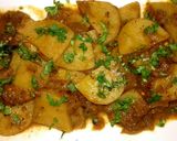 A picture of step 5 of Khattay Aalu.