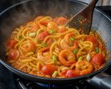 Foto langkah ke 6 dari resep Mie Gomak Nyemek Tomat Udang.
