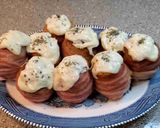 Foto del paso 13 de la receta: Papas rellenas con queso envueltas en tocino🌺