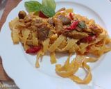 A picture of step 4 of Egg Fettuccine with Caesar's Mushrooms.